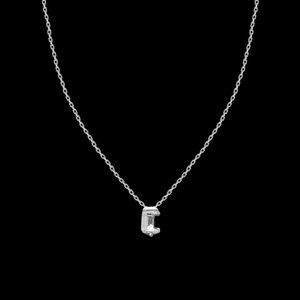 Crystal & Silvertone with Swarovski Alphabet Personalized Necklace -18" Letter-C
